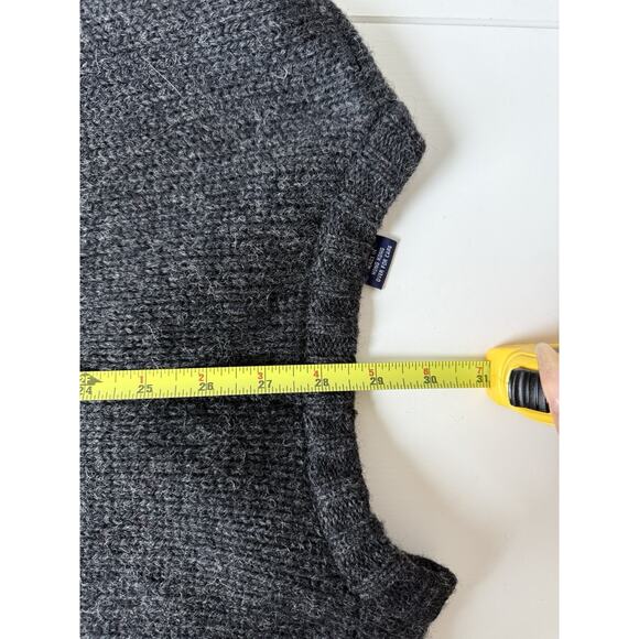 VINTAGE Structure Sweater Men Large Gray Red 100% Wool Nordic Grandpa - Picture 7 of 9